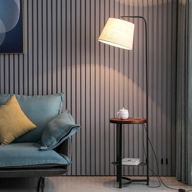 Simple Living Room Shelf Table Living Room Led Floor Lamps Bedroom Bedside Light Sofa Side Standing Lights Home Decoration