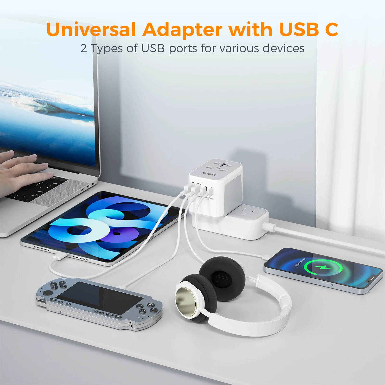 viagem com 3 portas usb e 1