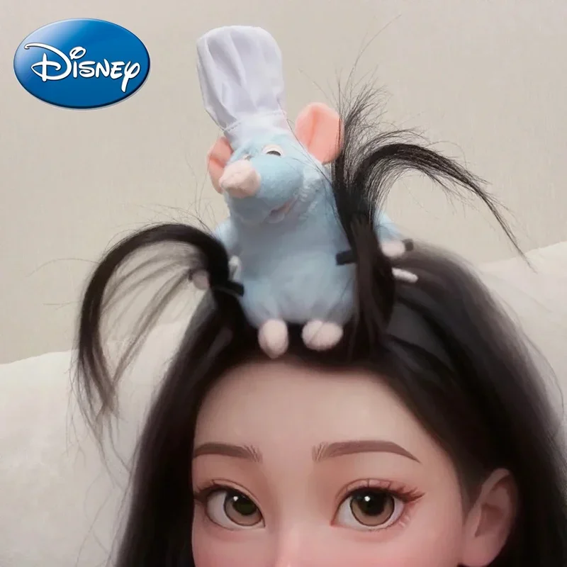 

Disney Hot Ratatouille Hairband New Cartoon Plush Doll Headband French Wide-Brimmed Hairpin Photo Headdress Creativity Girl Gift