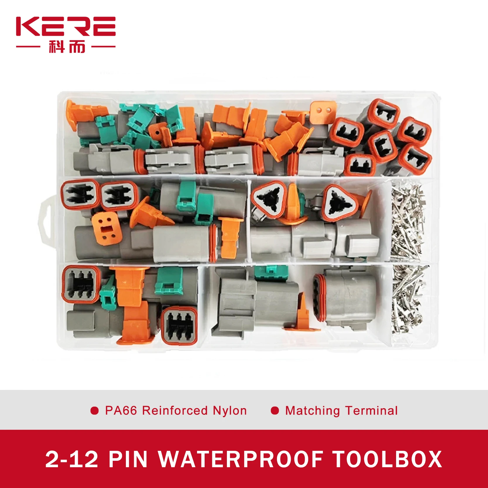 

KERE 588Pcs Deutsch DT Series 2-6P Waterproof Wire Connector Kit DT06-2S DT04-2P Automotive Sealed Plug Connector With Terminals