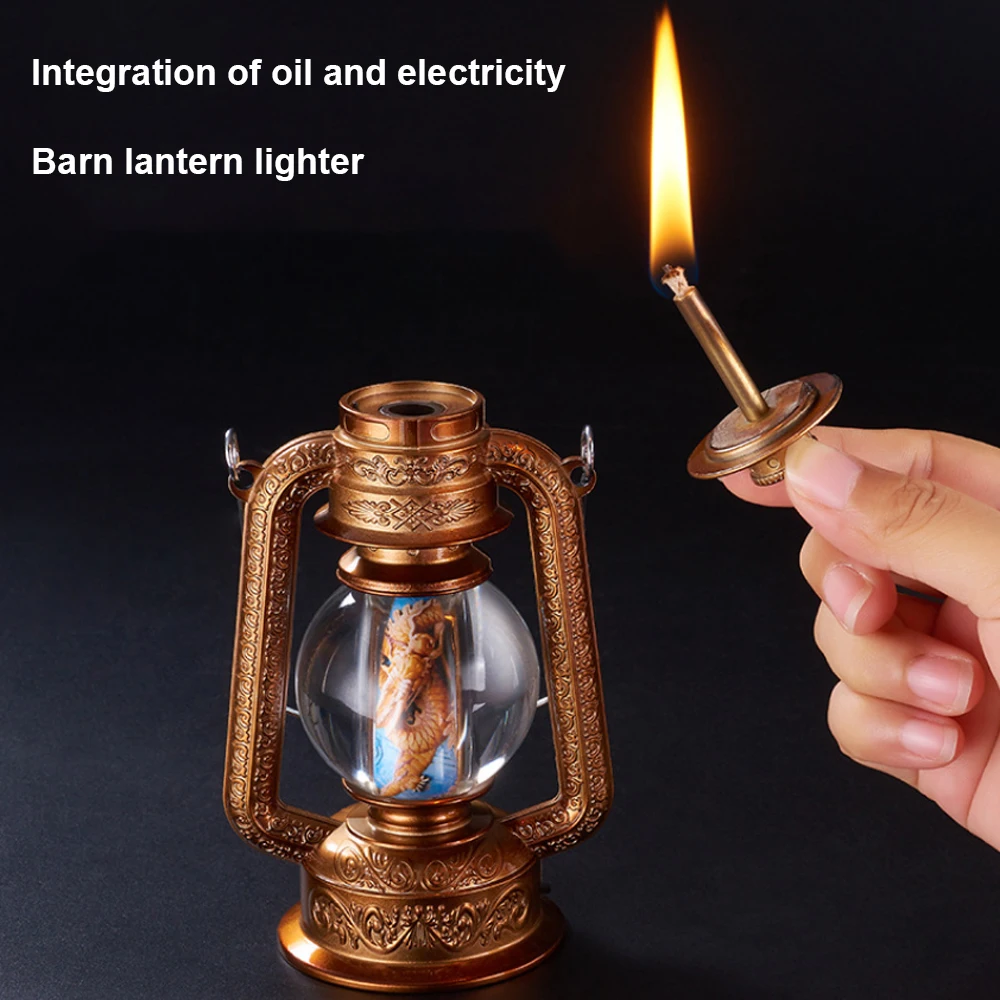 Copper Oil Lamp, Kerosene Lantern, Wick Gas Handmade Paraffin