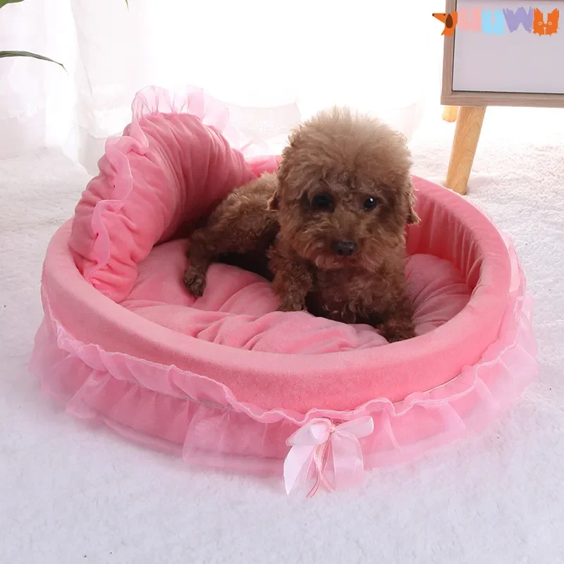 

Pink Dog Bed Washable Princess Cat Couch Soft Plush Pet Sofa Nest Mat Puppy Kitten Kennel Cushion Small Medium Dogs Sleeping Pad
