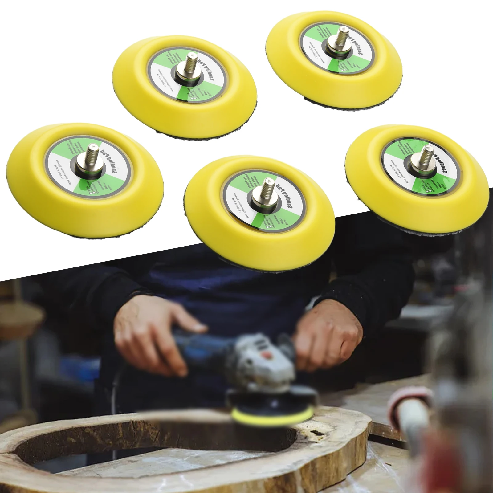 

5pc 3in Sanding Discs Polishing Backing Pad M6 Thread Hook And Loop For Air Sander Wood Metal Household Polishing Grinding Tool