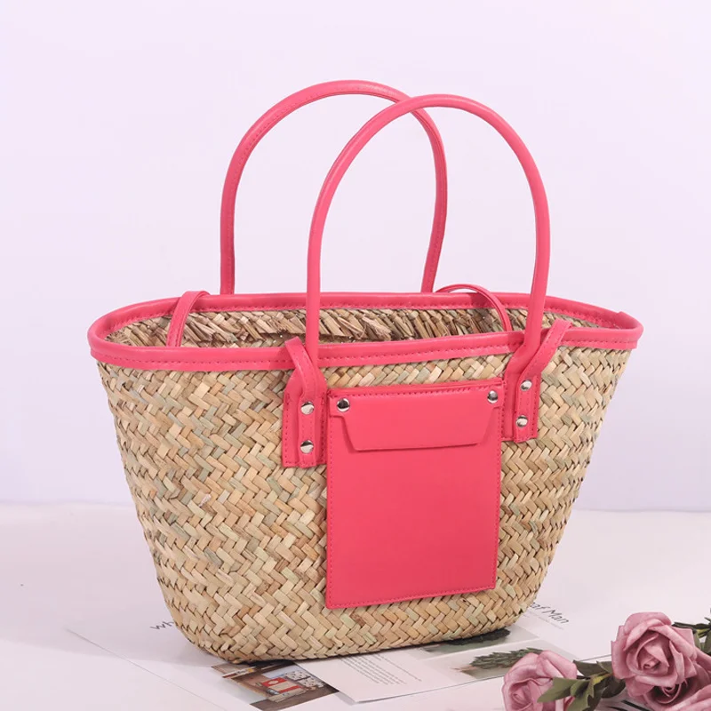 

Straw Tote Bags Famous Brand Design Rattan Weave Women Basket Summer Beach Shoulder Bag Fashion Handmade Lady Handbags