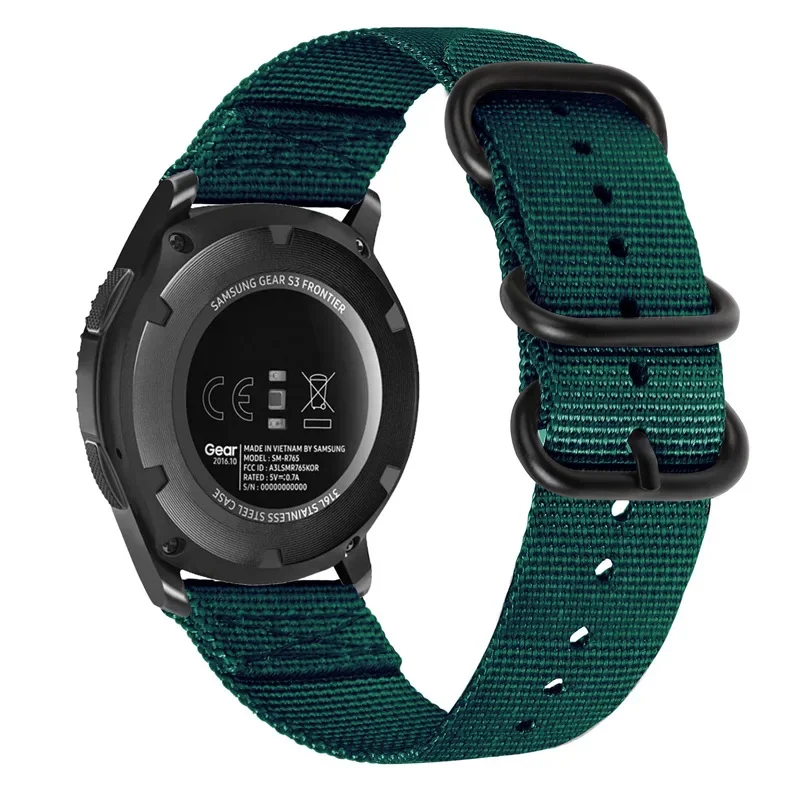 Breathable 22mm Nylon Wristband Strap in Black