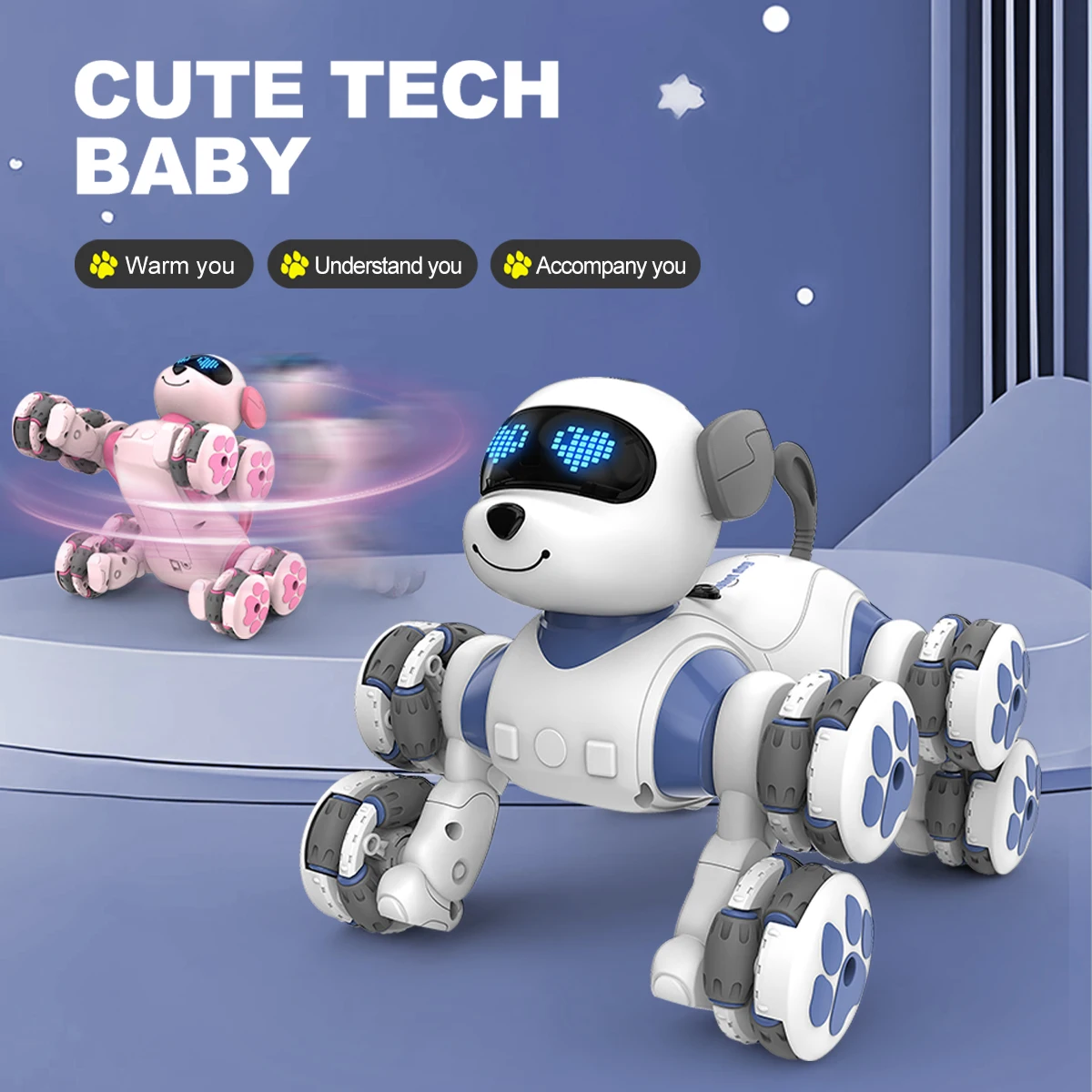 Remote Control Dog Toys Eight Wheeled Stunt Intelligent Robot Dog Interactive Electronic Pet Programming Model Gifts for Kids