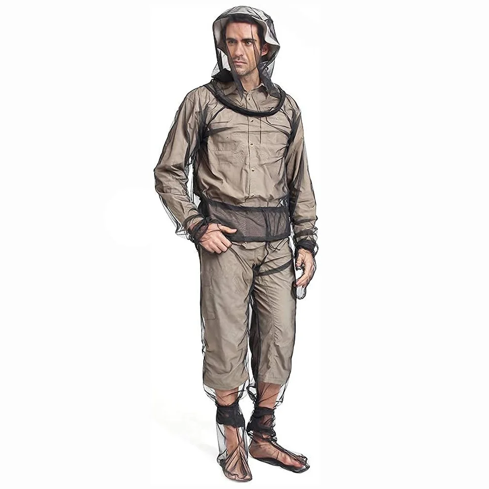 Summer camping anti-mosquito suit fishing suit canopy supplies mesh four-piece insect jacket suit mountain forest work