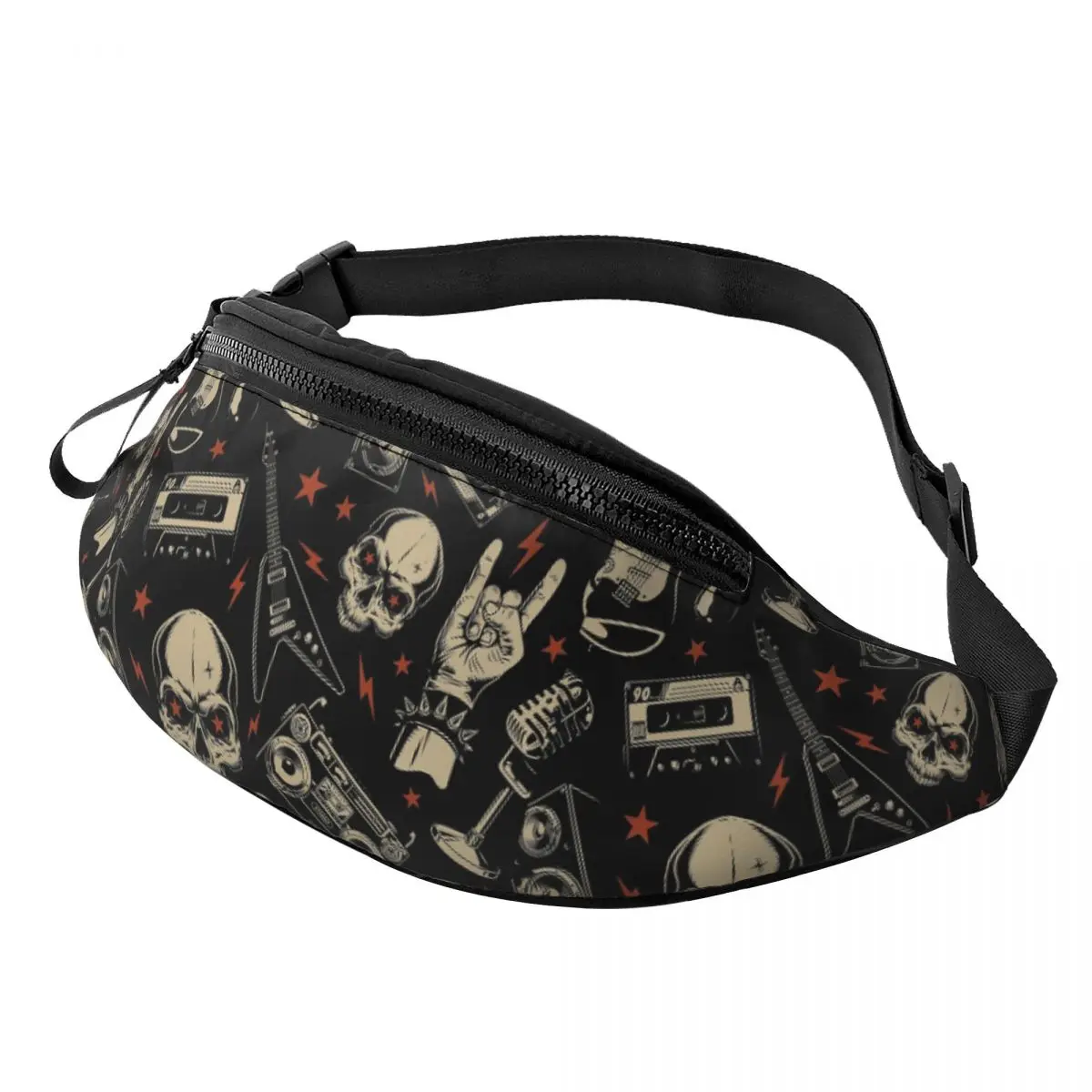 

Retro Heavy Metal Cross Chest Bag Merchandise Men Women Casual Rock Roll Music Belt Bag