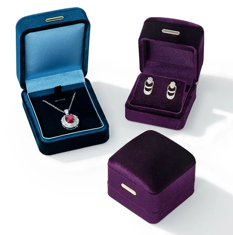 Three-Piece Exquisite Ring Box Premium String Box Purple/Blue Bracelet ...