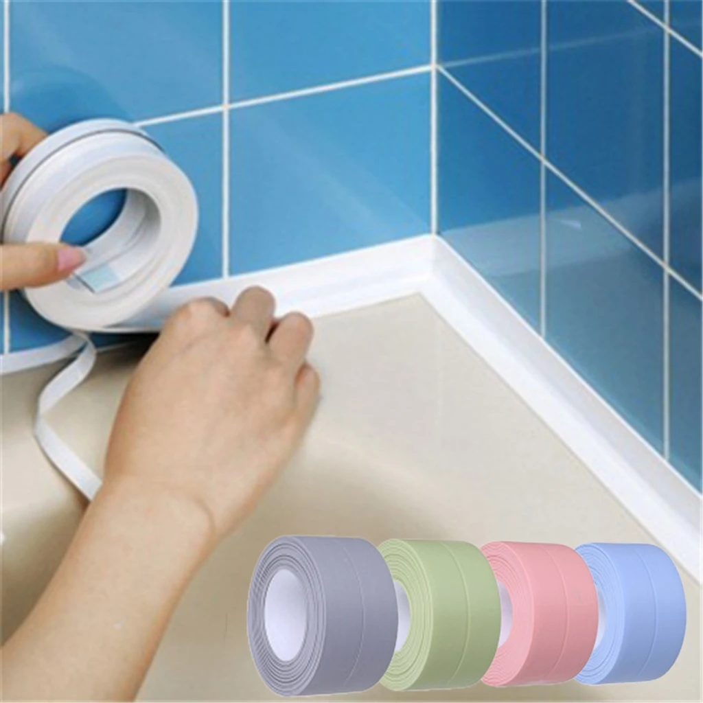 Pvc Waterproof Sealing Tapes Self Adhesive Wall Sticker For Bathroom Kitchen Sealing Strips