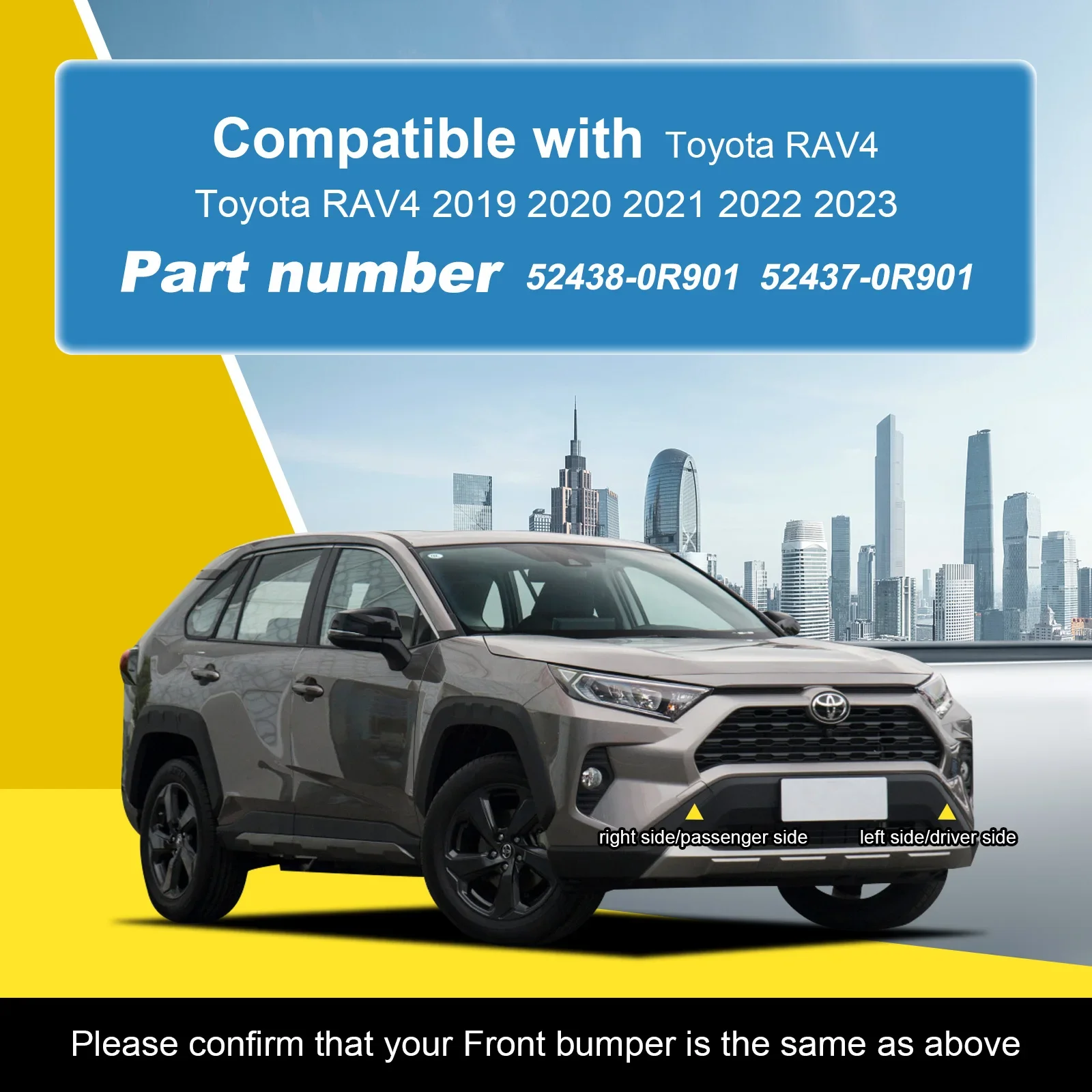 토요타 RAV4 2019 2020 2021 2023 프론트 범퍼 견인 고리 커버 캡 세트 좌우 부품 52438-0R901 52437-0R901