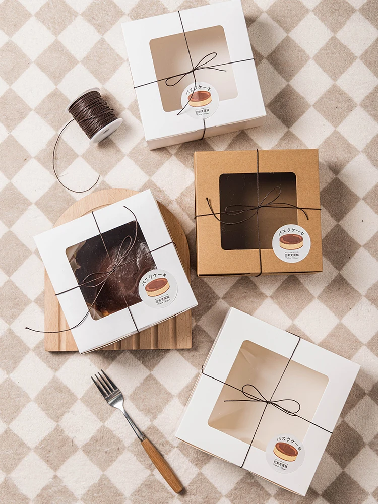 Double Layer Cheesecake Paaging Box Ice Cheese Chiffon Cake Cutting Piece Box Bakery Kitchen Baking Supplies Pastry Box