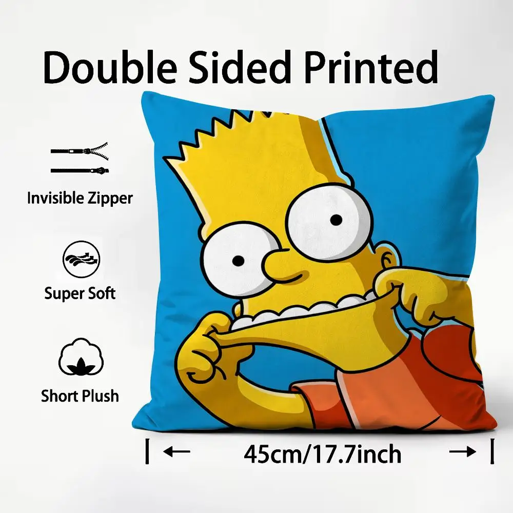 핫 T-TThe Simpsons 쿠션 커버 부드러운 세탁 가능한 베개 커버 소파 침대 여행 사무실용 멀티 장면 활용 가능