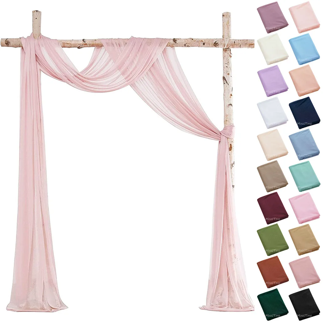 6/10 Meters Chiffon Fabric Drapes Blush Pink Dusty Rose Sheer Fabric Curtains for Wedding Arch Decorations Party Stage Shower chiffon fabric curtains