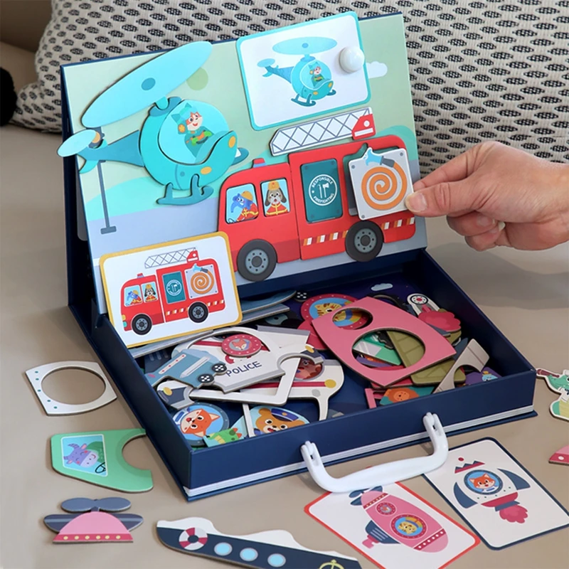 

Wooden Early Education Puzzle Baby Multifunctional Learning Educational Toy 3D Three-dimensional Magnetic Puzzle Kid Toy Gifts