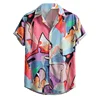 Retro Hawaiian Flower Shirt For Men Summer 3d Print Plants Leaves Short Sleeves Button Down Shirts Beach Tops Blouse Clothes 4