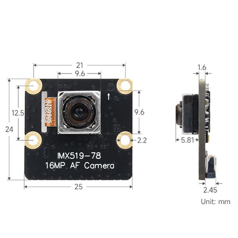 16MP Camera For Raspberry Pi5 Camera IMX519 Autofocus 78.5° 4.28Mm Camera Module For Raspberry Pi5 Rpi5 Parts Accessories 1 PCS