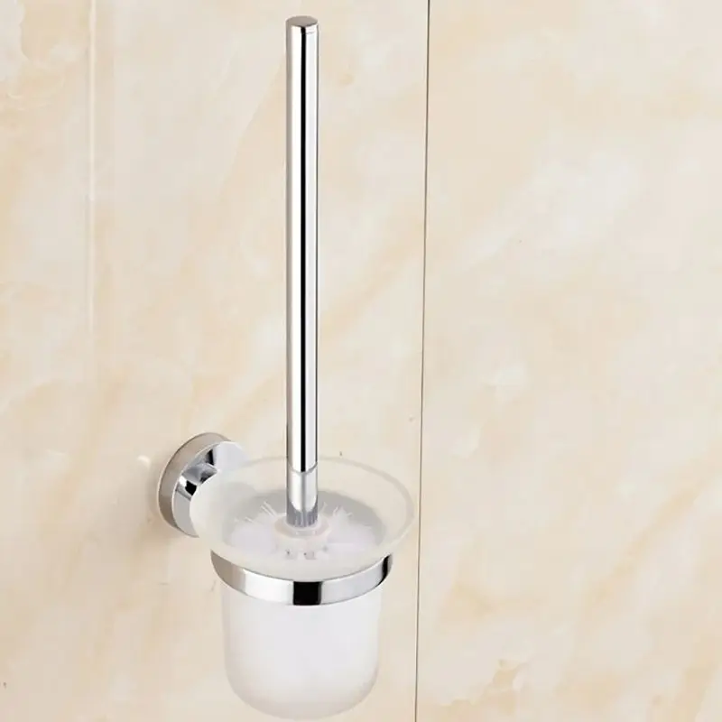 Stainless Steel Toilet Brush Set bathroom accessories toilet brush set toilet brush holder Wall Mounted Toilet Cleaning Brush Holders With Glass Cup Holder Bathroom brosse