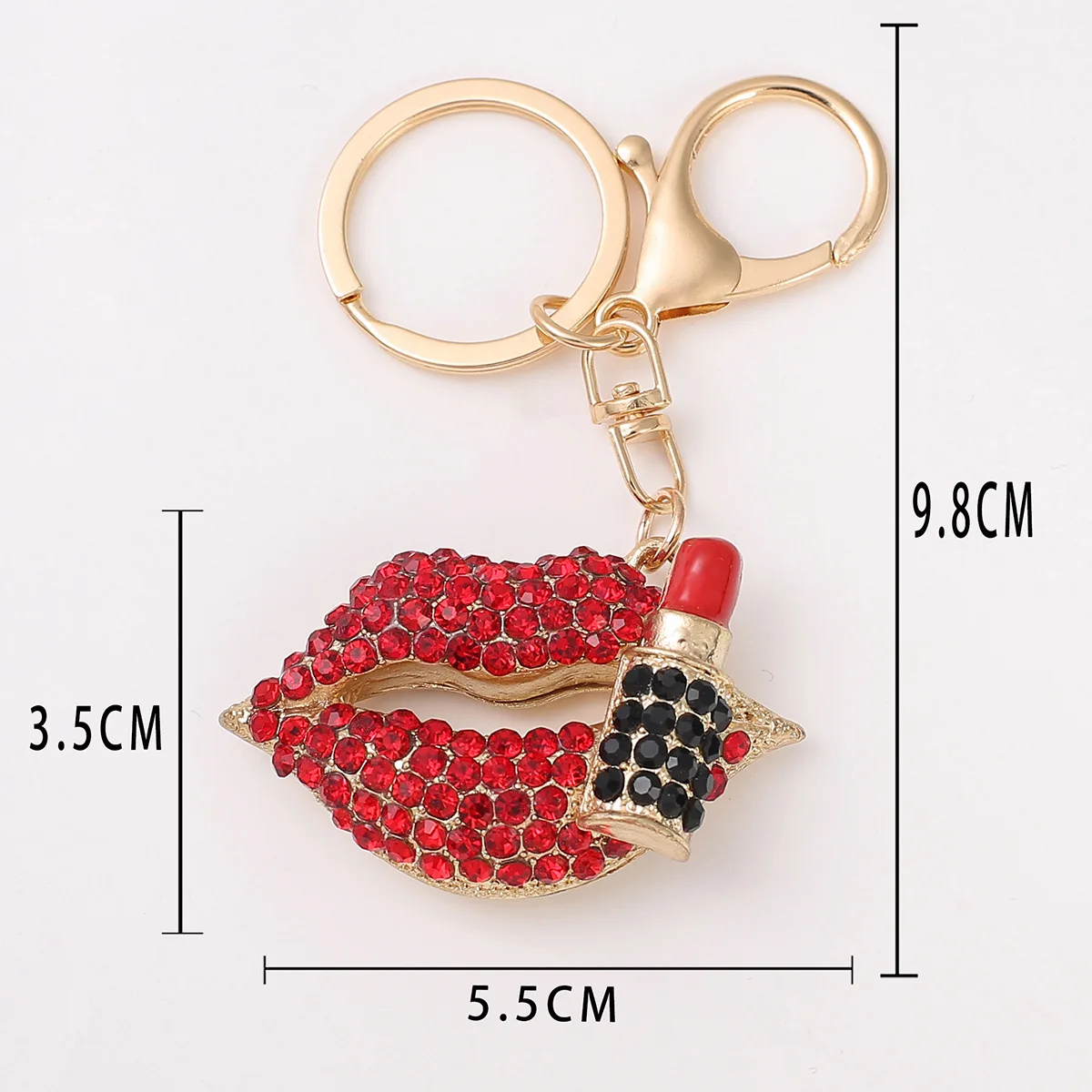 Cute Kitten Cat Bling Keychain With Rhinestones - Sparkly Handbag Charm For Pet Lovers (Red) - View #5