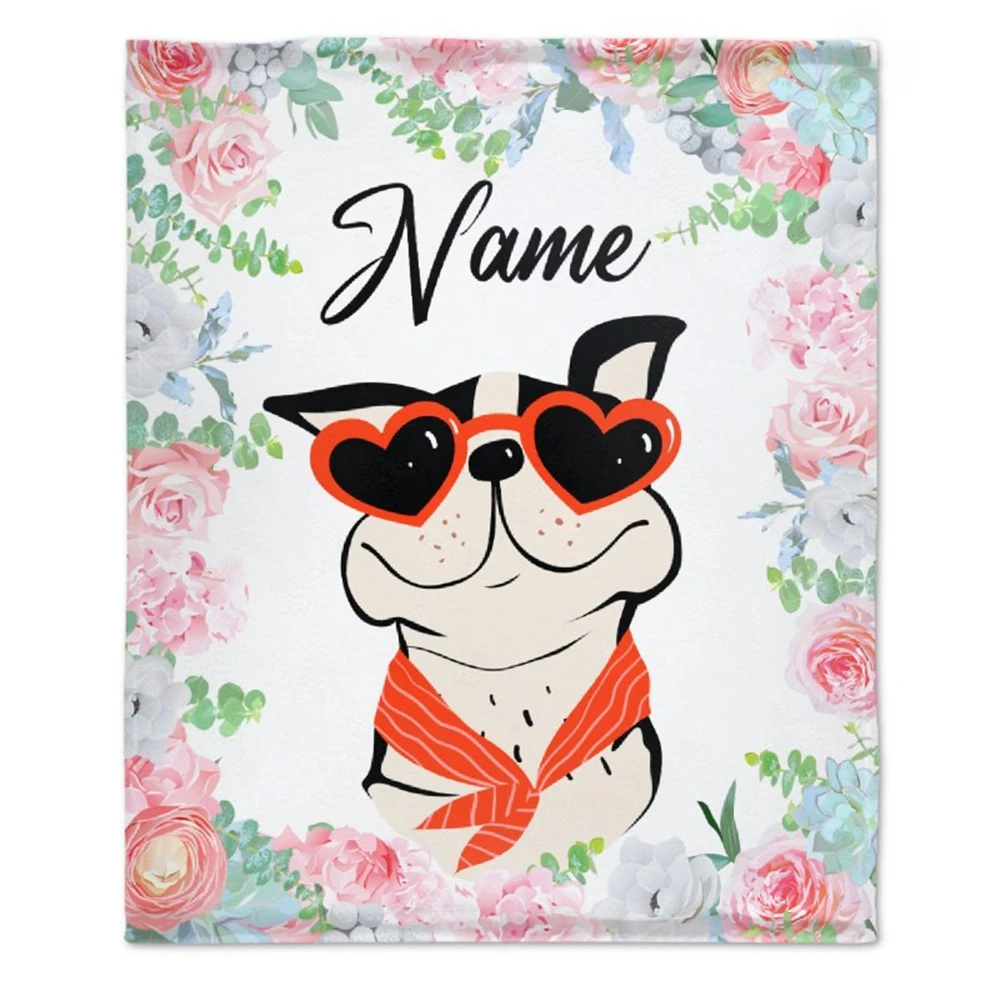 

HX Kids Blanket DIY Name Funny Cute Animal Dog Floral 3D Printed Throw Blankets for Beds Bebies Plush Quilts Brithday Gifts