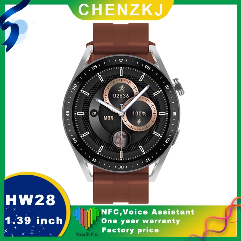 2022 SmartWatch HW28 NFC Smart Band Men AI Voice Assistant Bluetooth Call Music Player Women Sleep Monitor pk Huawei GTR 3 GTS 2 |