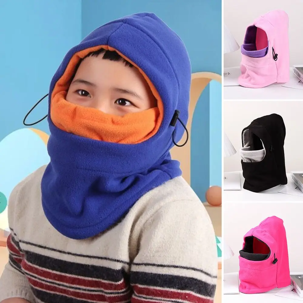 

Kids Winter Fleece Balaclava Hat Thermal Neck Warm Full Face Ski Mask Hood Cap Boys Girls Children Cap
