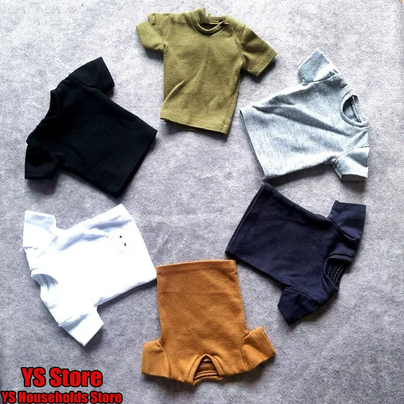 

1/6 Soldier Knitted Round Neck Short Sleeve Tight Elastic Top Cosplay Clothes Set Accessory for 12" Male Female Figure Body