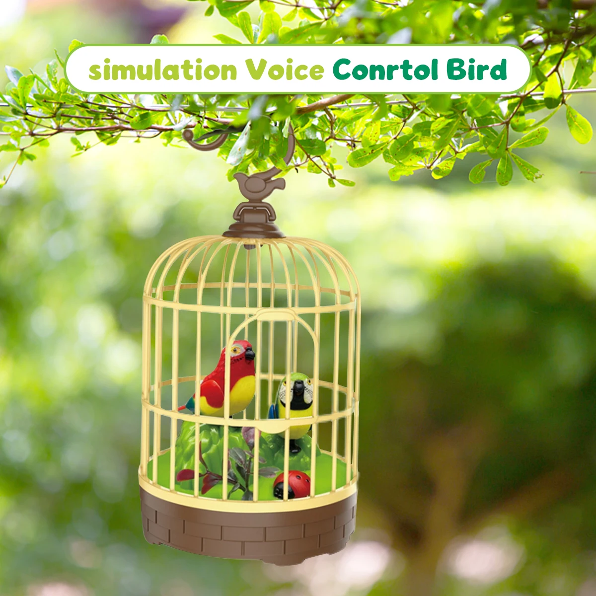 Singing&Chirping Bird In Cage Realistic Sounds&MovementsSinging Chirping Bird Toy In Cage Realistic Sounds Movements Activated 3