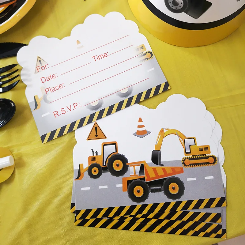 Party Tableware Construction Birthday Party Supplies Disposable Tableware Set for Boys