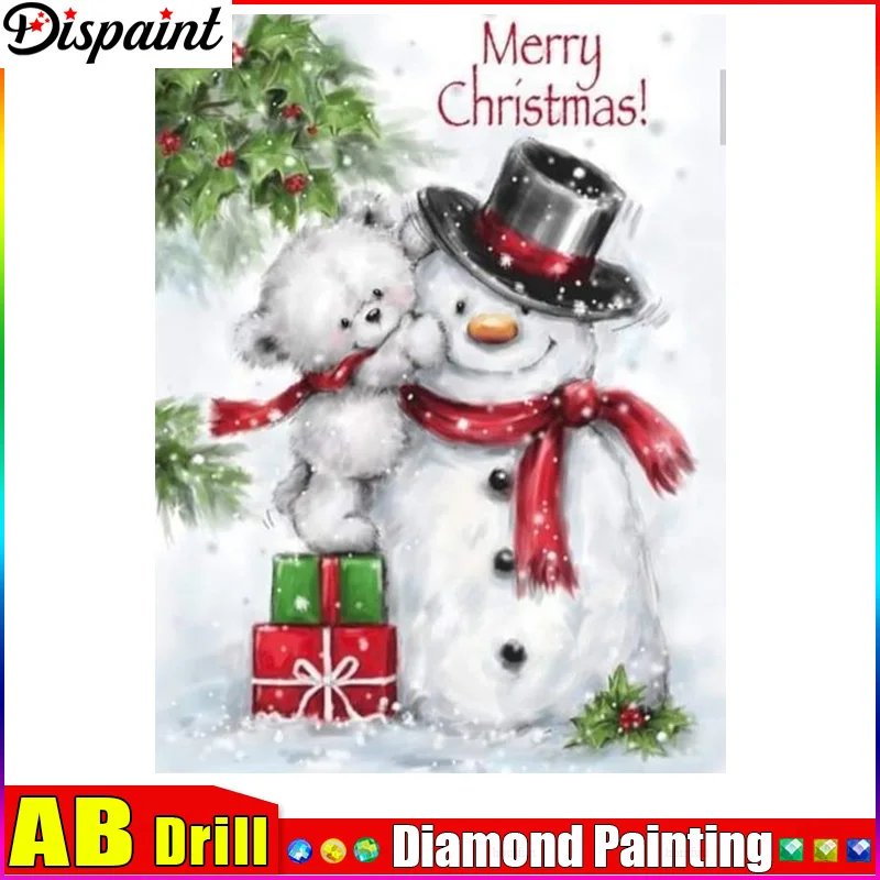 

Dispaint AB Square/Round Drill 5D DIY Diamond Painting "Snowman Snow Hat" Embroidery Cross Stitch Full Rhinestone Decor