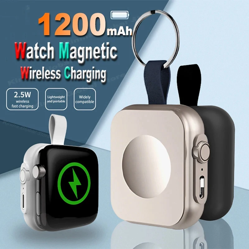 Mini Magnetic Wireless Power Bank 1200mAh For Apple Watch Series Type C L Cable Fast Charger Portable Mobile Power Bank 2026