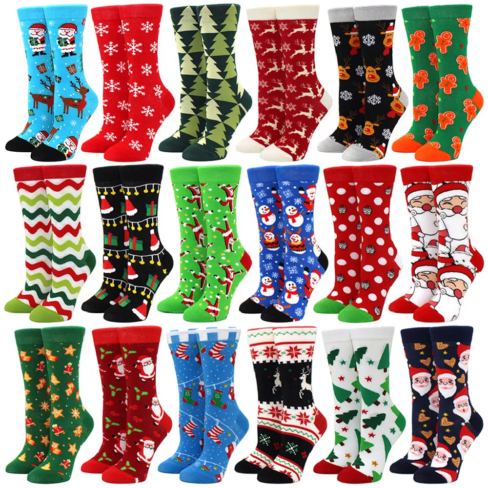 Description Picture 2 of itemWoman Christmas Socks Funny Xmas Tree Snowflake Gingerbread man Candy Cotton Tube Crew Happy Sock Men New Year Funny Sokken