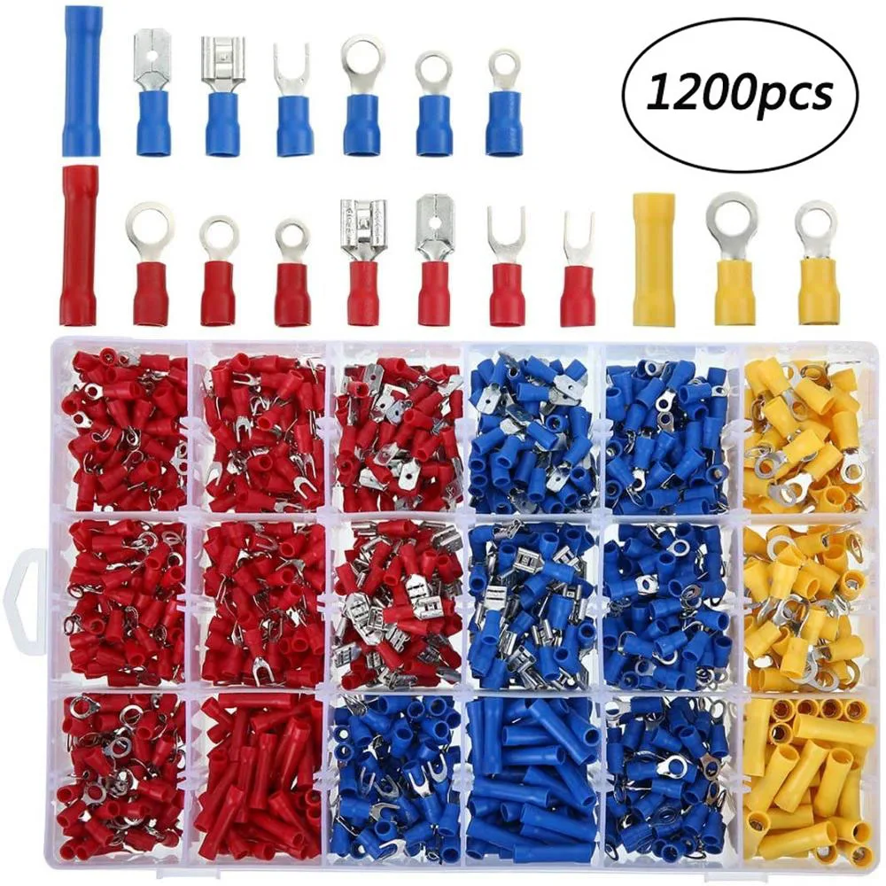 Crimp Spade Terminal Assorted Electrical Wire Cable Connector Kit Crimp Spade Insulated Ring Fork Spade Butt