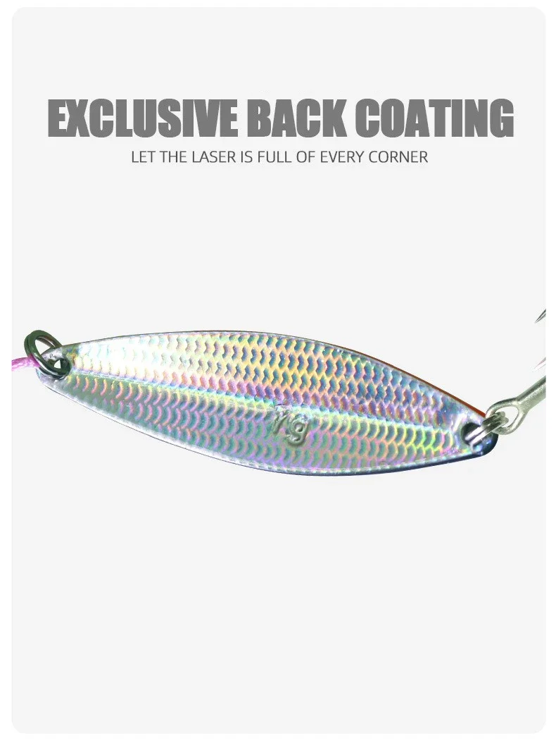 Description Picture 6 of itemMetal Jig Fishing Lures 3.5g 5.7g 11g 14g 18g Spoon Bait Stream Trout Bait Swimbait Trout Chub Perch Salmon Fishing Accessories