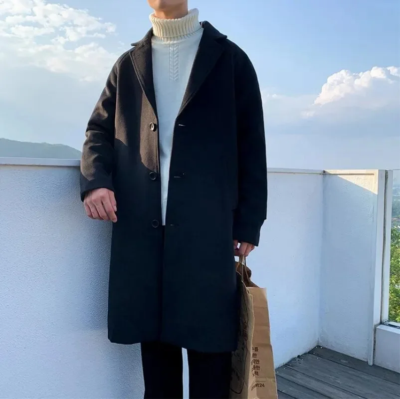 

Men Korean Fashion Winter Jacket Coats 2023 Wool Coat Mens Oversized Overcoat Male Japanese Streetwear Jackets Trench