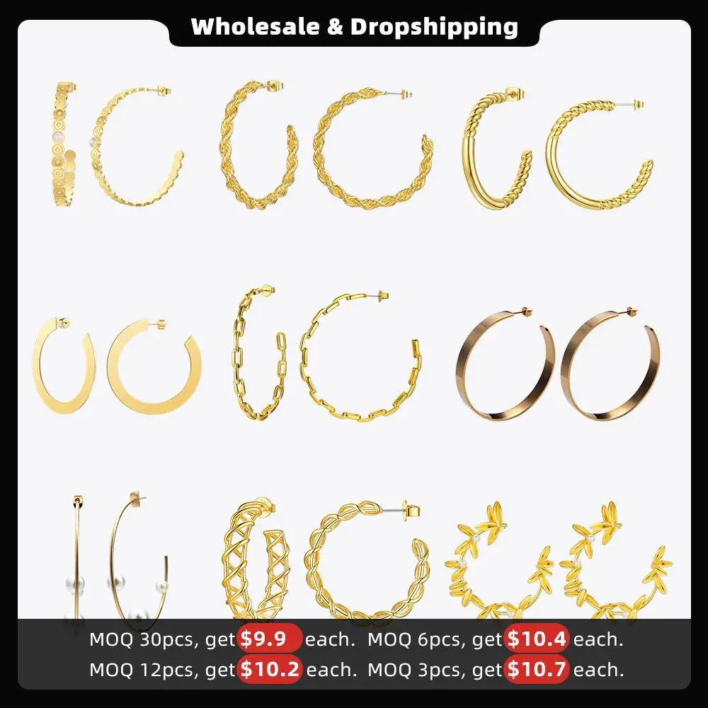 ENFASHION Circle Hoop Earrings For Women Gold Color Earings Stainless Steel Boucle Oreille Femme Fashion Jewelry Wholesale Bulk