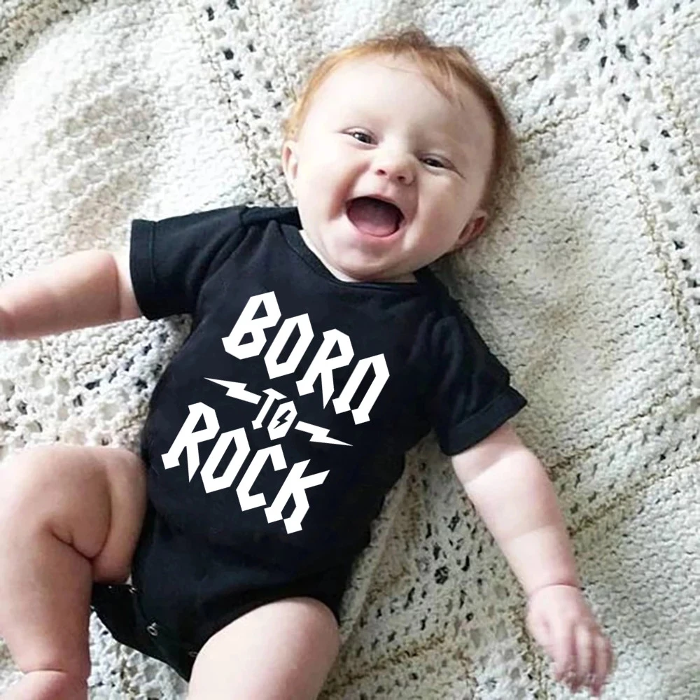 Nato a Rock neonato neonato manica corta cotone Body neonato carino vestiti  tuta vestito infantile Baby Body Rock