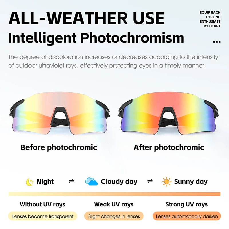WEST BIKING Photochromic Cycling Glasses HD Polarized Goggles Men Women MTB Road Bike Outdoor Sports Sunglasses Bicycle Eyewear