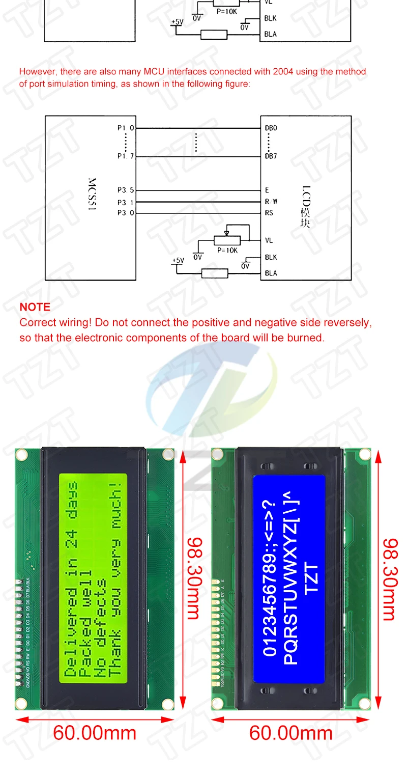 Tzt iic/i2c/twi 2004 seriell blau grün hintergrund beleuchtung lcd modul für arduino uno r3 mega2560 20x4 lcd2004 – Detail 3