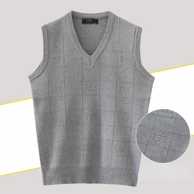 Autumn and Winter New Style Wool Knitted Vest Men's Business Casual Warm Sleeveless Knitted Vest Pullover Sweater 2023 G39