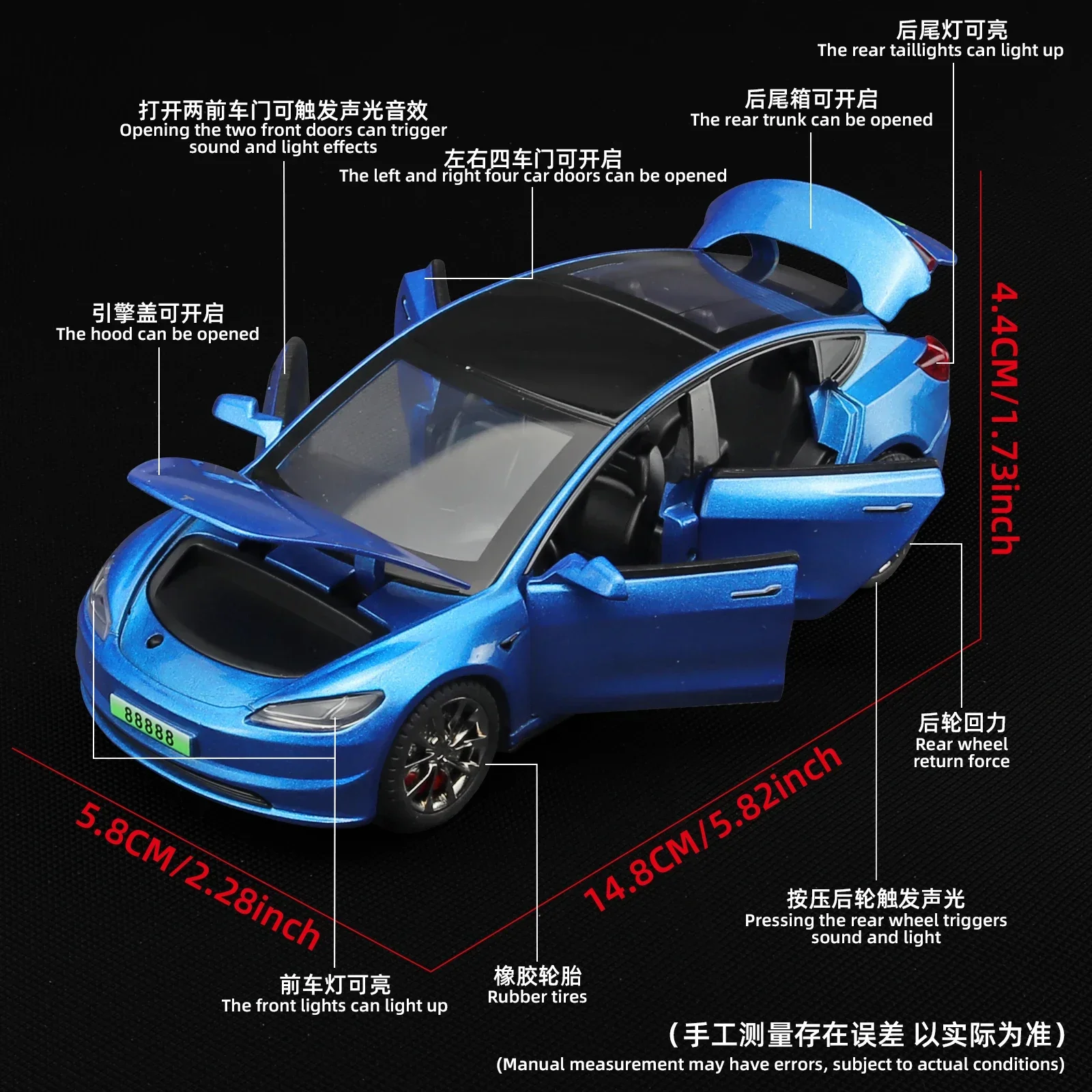 2024 NEW 1:32 FOR TESLA Model 3 Alloy Model Car Toy Diecasts Metal Casting Sound and Light Car Toys Vehicle 4