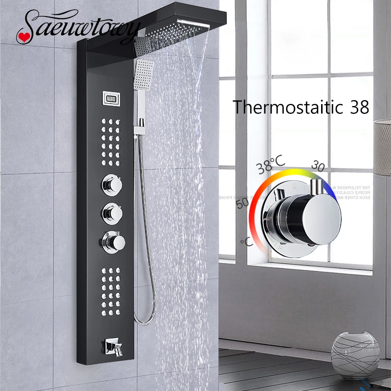 Douche Kraan Thermostatische Douche Panel Douche Kolom Rvs Douche Kolom
