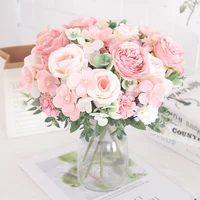 Artificial Flowers Silk Peony Hydrangea For Living Room Home Decoration Wedding Bride Bouquet Rose Fake Plants Table Accessories 2
