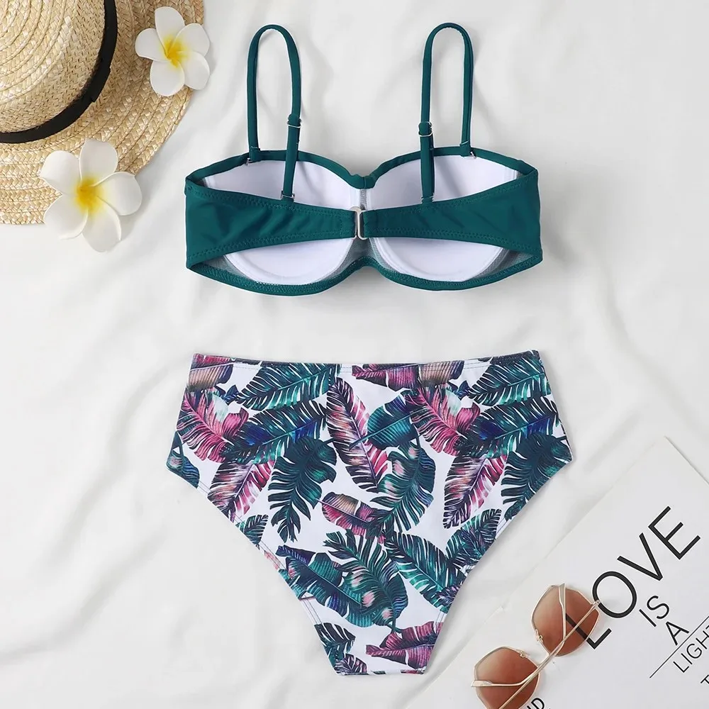 Swimwear 2024 Women Sexy Push Up Two Piece Swimsuits Tropical Print Swimming Suit Spaghetti Strape Female Bikinis Bathing Suit - Image 2