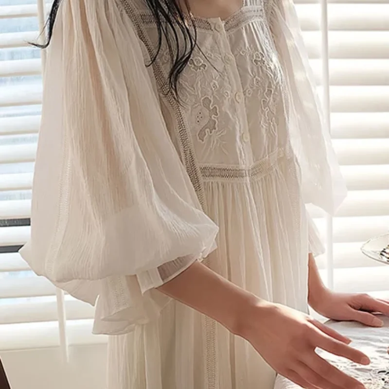 Victorian Ruffles Nightgown Women, Cotton Long Dress, Sweet Nightgown, Sweet Princess Style, Soft Comfort Vintage Princess Style