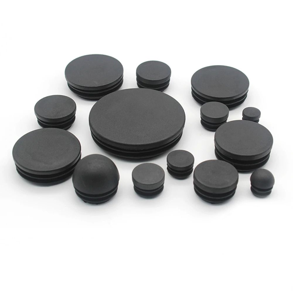 Black Round PE End Cap Caps Tube Blanking Pipe Inserts Plug Bung 12mm to 76mm 