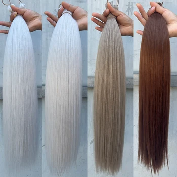 Straight Pony Hair Bundles Crochet Braids Hair Synthetic Braiding Hair Ombre Brown Soft Crochet Hair Extensions