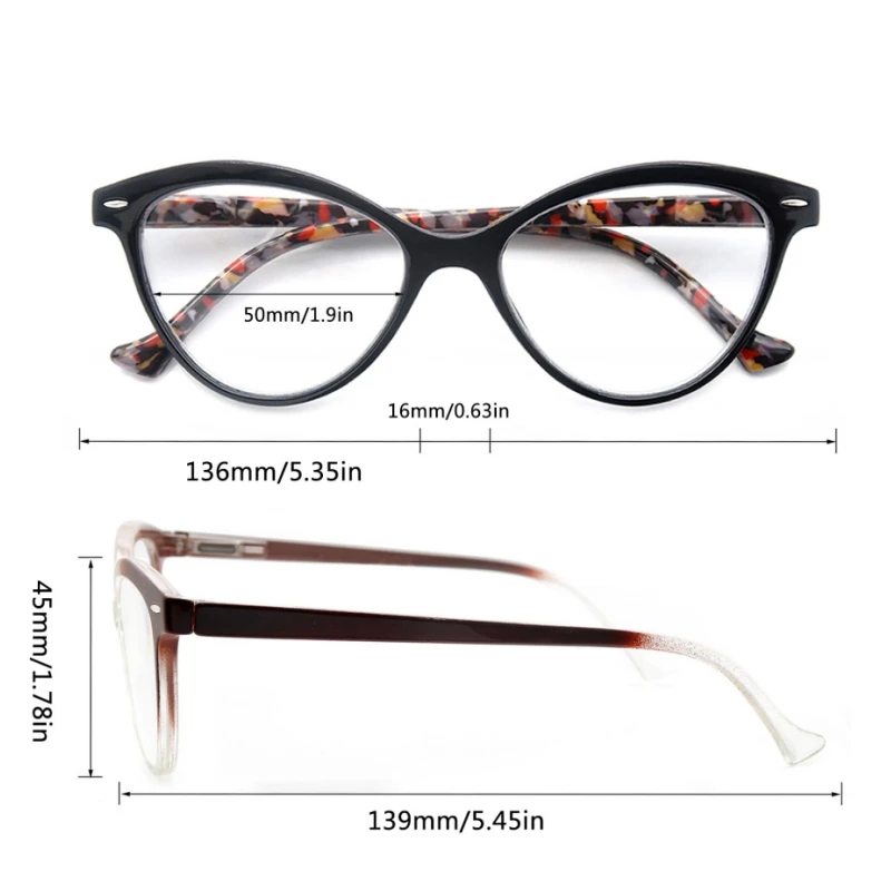 MODFANS Lady Cat Eye Reading Glasses Women Spring Hinge Lightweight Presbyopic Readers Eyeglasses with Diopter +0.5 to +4.0 4