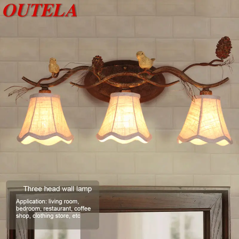 

OUTELA Modern Retro Wall Sconce Lamp LED Creative Bird Decor Mirror Light For Home Living Bedroom Bedside Corridor