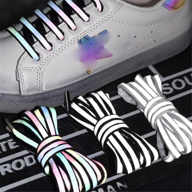 

1Pair Semicircle Reflective Shoelaces Luminous Sneakers Shoelace Laser sequin Shoe laces Fluorescent Laces Shoes Strings 120cm